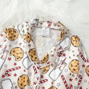 Kids Christmas Pajama Set Reindeer Patterned Long Sleeve Button-up Tops with Matching Pants 2 Piece Set for Boys and Girls